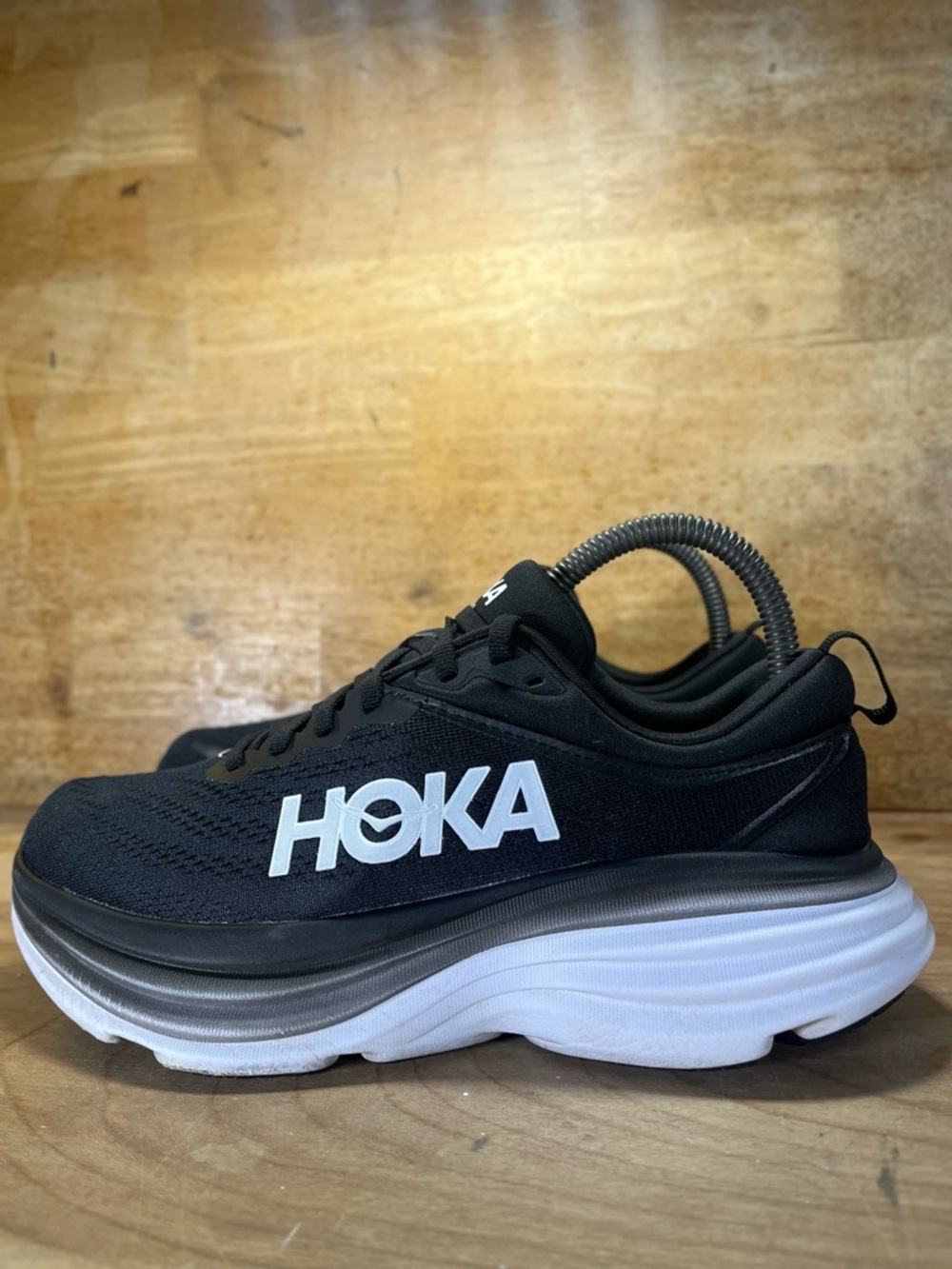 Hoka One One Bondi 8 Womens Size 6.5 Running Shoes Sneakers Black White - Picture 4 of 12